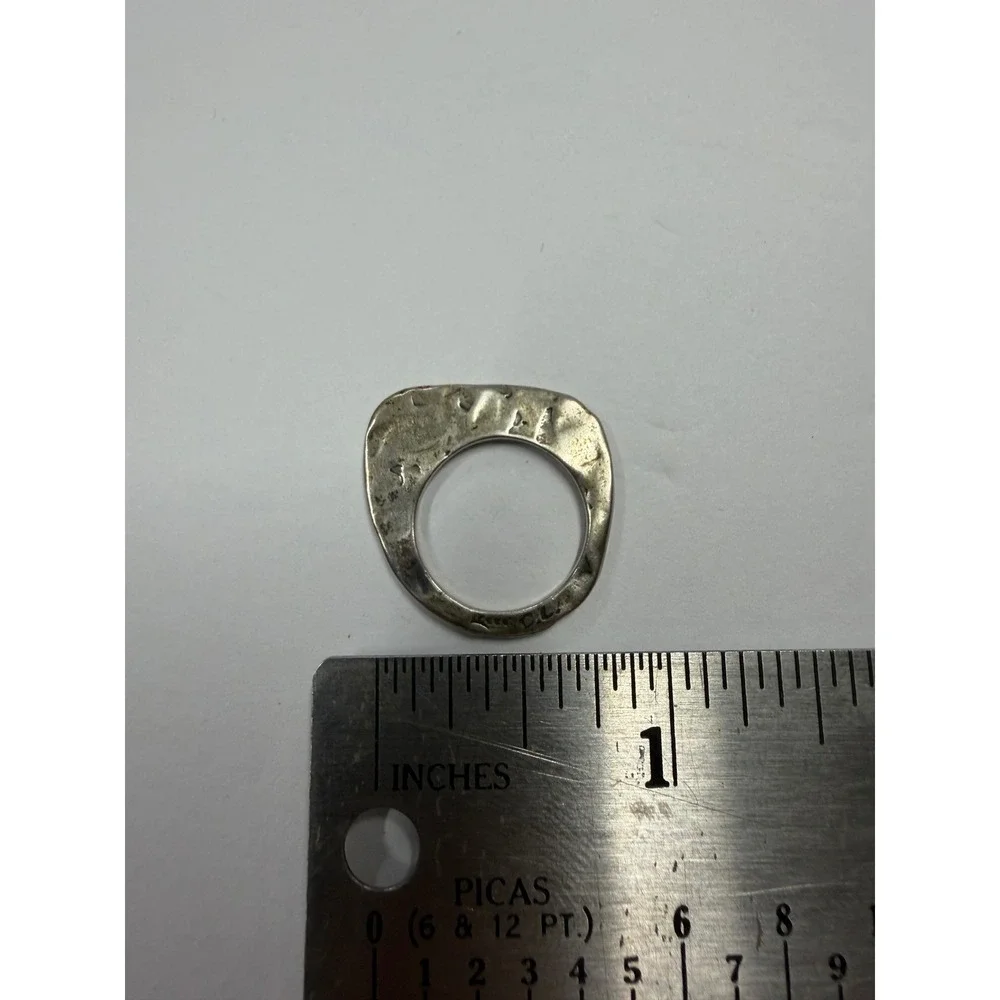 CLA Sterling Silver 925 Hammered Band Ring Asymmetrical Textured